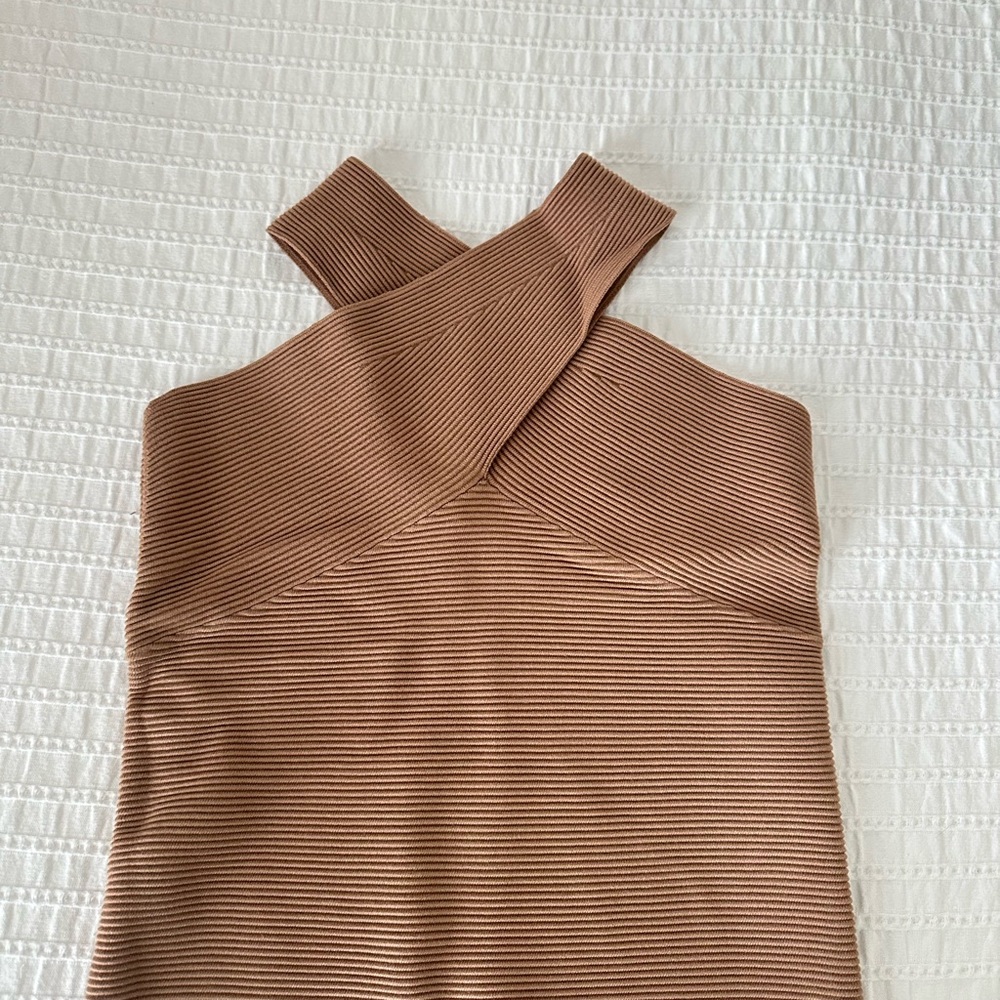 REISS | Neutral Darla Ribbed Cross-over Top | NWT | Medium